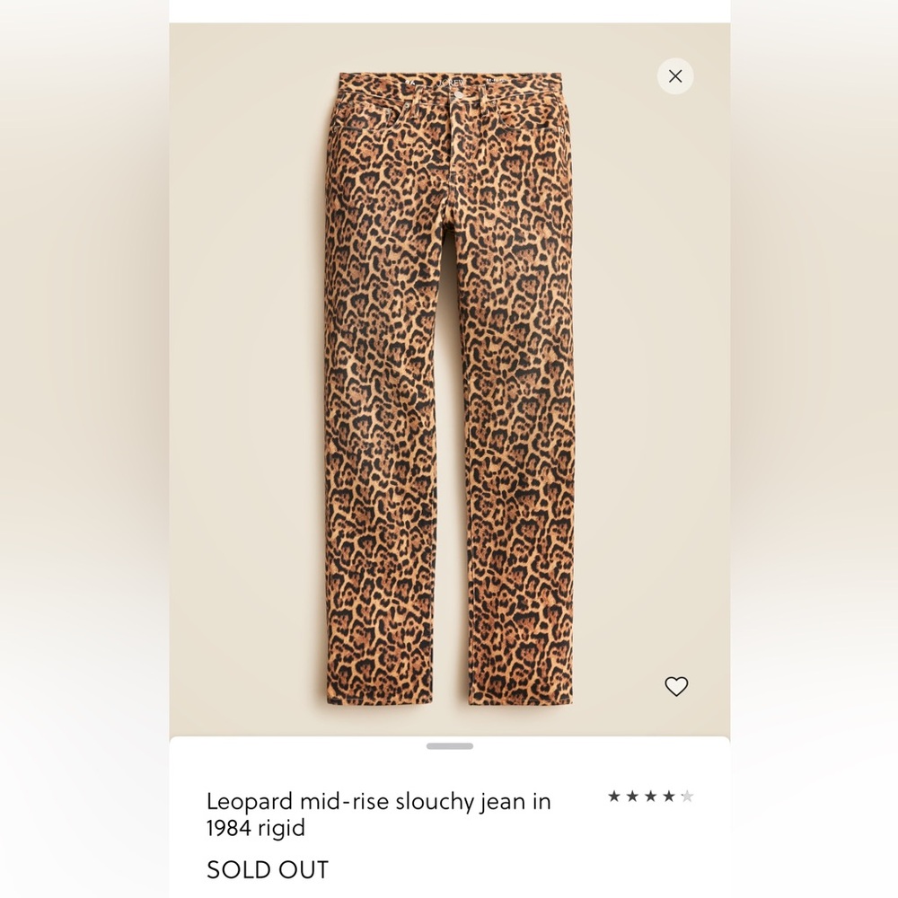Leopard Print Slouchy Jeans J Crew size 6 like new
